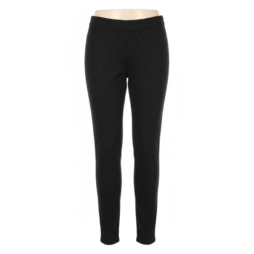 Isaac Mizrahi Live Petite Sparkle Pebble Crepe Slim Straight Pants Pitch Black S